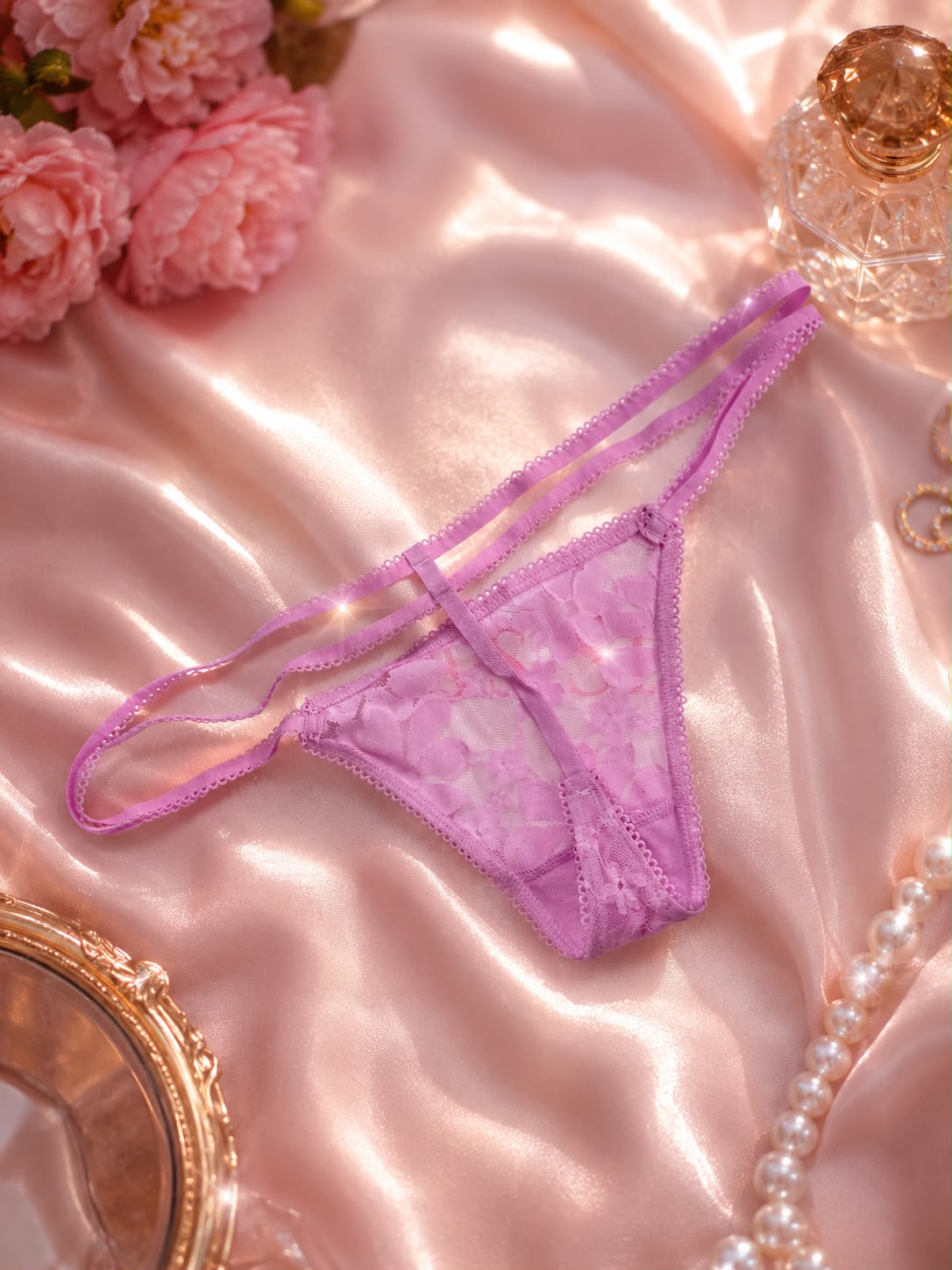 Tanga Victoria's Secret Encaje Rosa